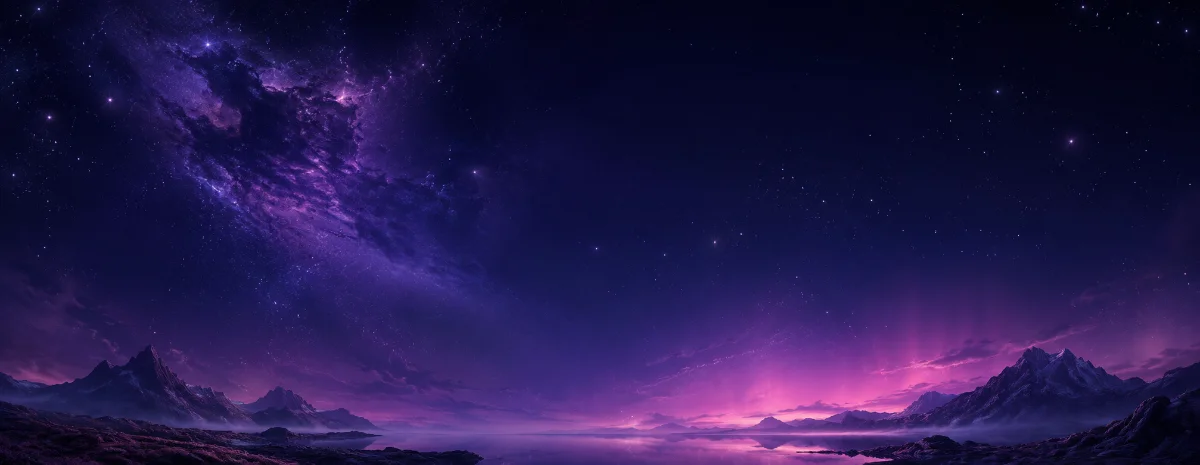 Cosmic night sky over mountains